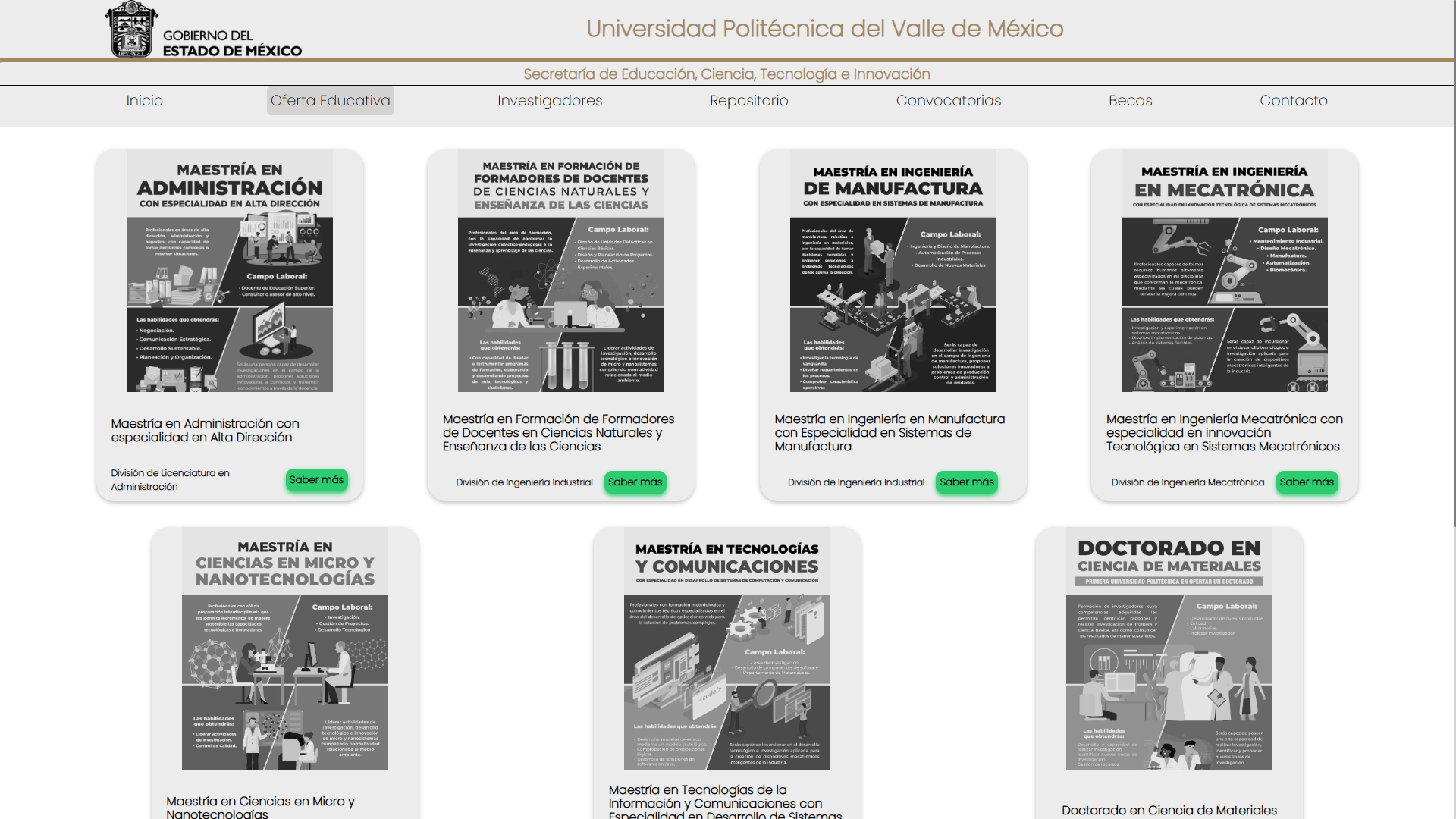 Maestrias página postgrados UPVM